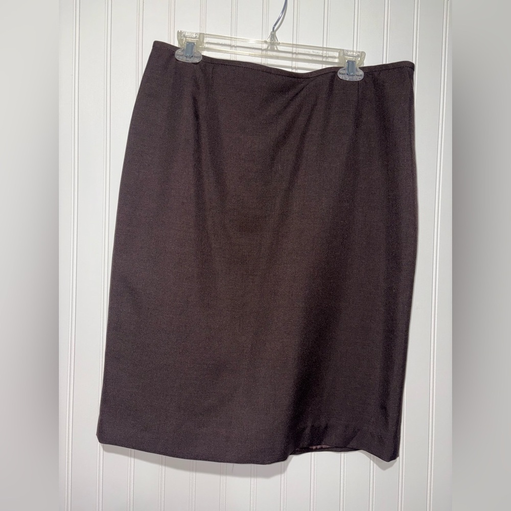 Le Suit Dark Brown Pencil Skirt| Size 14 Petite